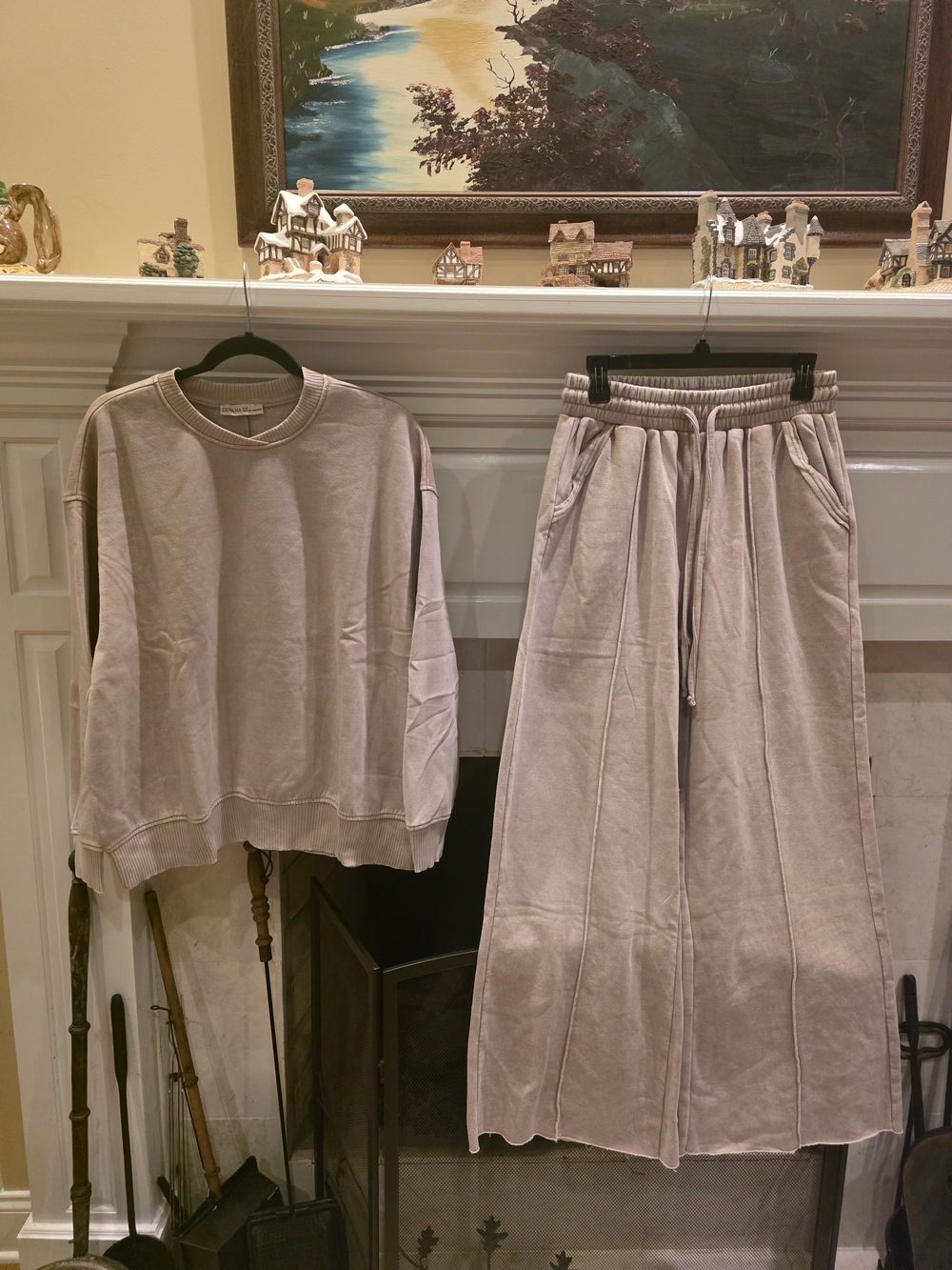Zenana Outfitters Wide-Leg Sweatpants And Oversized Top in Ash Mocha